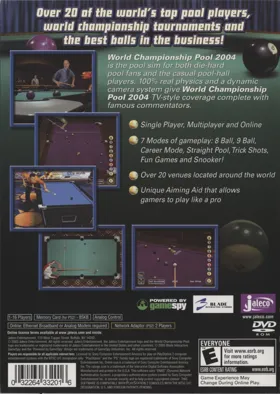 World Championship Pool 2004 box cover back
